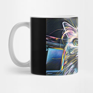 Gray cat in awesome Rainbow colors Mug